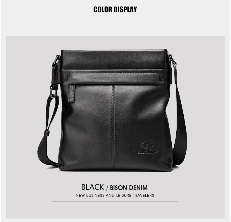 BISON DENIM модная роскошная мужская сумка, брендовая натуральная кожа, мужские сумки через плечо, деловые мужские сумки-мессенджеры