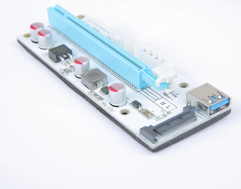 Новая 3в1 VER008S 60 см PCI-E переходная карта с 4pin 6pin Sata Molex Power PCIe 1x до 16x расширитель для