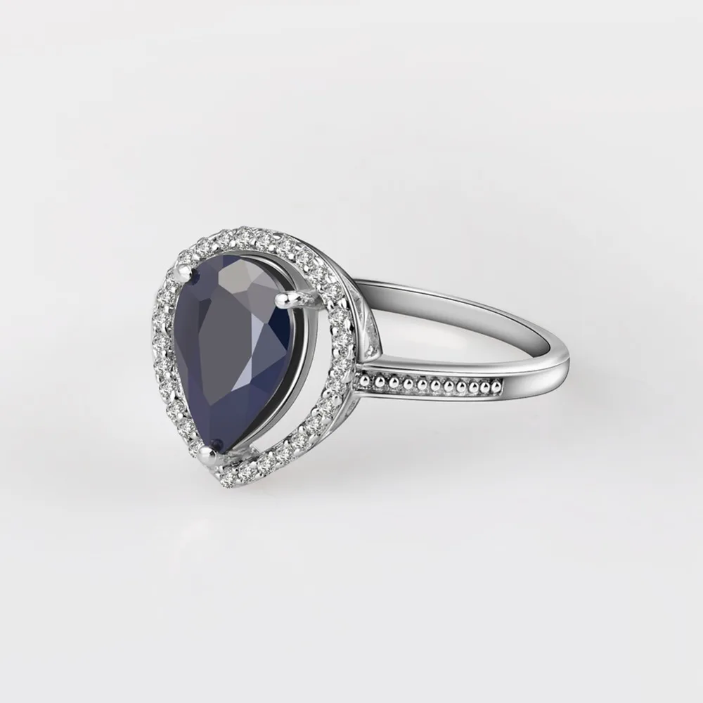 Gem's Ballet 1.89Ct ФОРМА натуральный синий сапфир обручальные кольца с драгоценными камнями Твердые 925 пробы серебряные ювелирные изделия для женщин