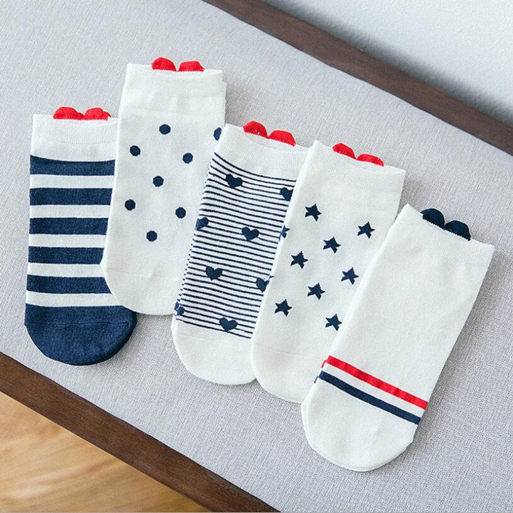 5 Pair Women Cute Socks Harajuku Cartoon Cat Pattern Casual Cotton Happy Funny Female Ankle Thin Summer Low Cut Style | Женская одежда