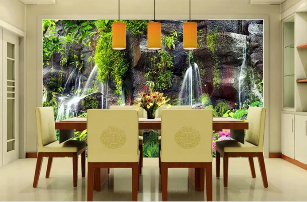 customize wallpapers for home walls 3d Living room bedroom Garden landscape waterfall HD wallpaper TV background wall | Обустройство