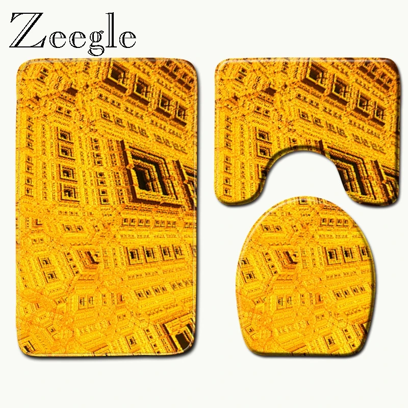 

Zeegle коврик для ванной с геометрическим принтом, Противоскользящий коврик для душа, 3 шт., набор ковров для ванной комнаты, коврики для туалета из микрофибры, коврики для ванной комнаты