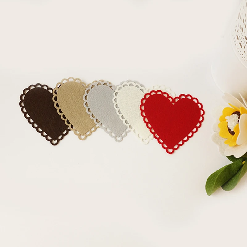 QITAI 50 шт./лот лазерное ремесло мягкие клейкие войлочные наклейки в виде сердца для