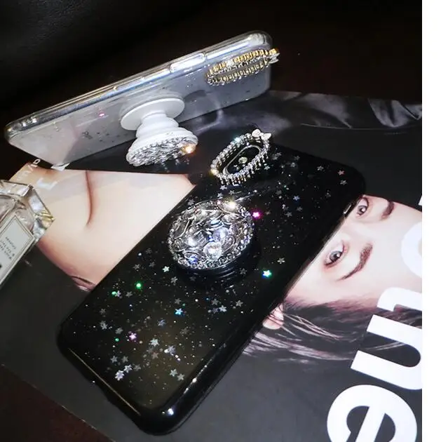 Роскошный модный чехол со стразами для телефона iPhone Xs max 6 7 8 plus Ювелирный Прозрачный мобильный телефон tide