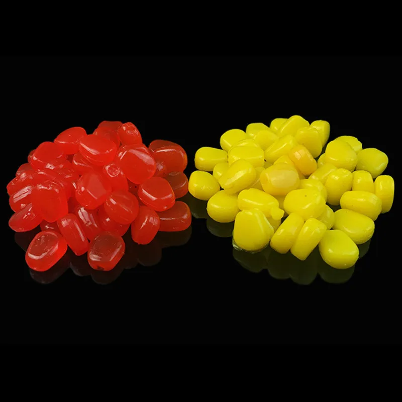 

200pcs/Lot Soft Carp Bait Fishing Lure Set Floating Corn Flavor Artificial Bait Yellow Red with Plastic Box