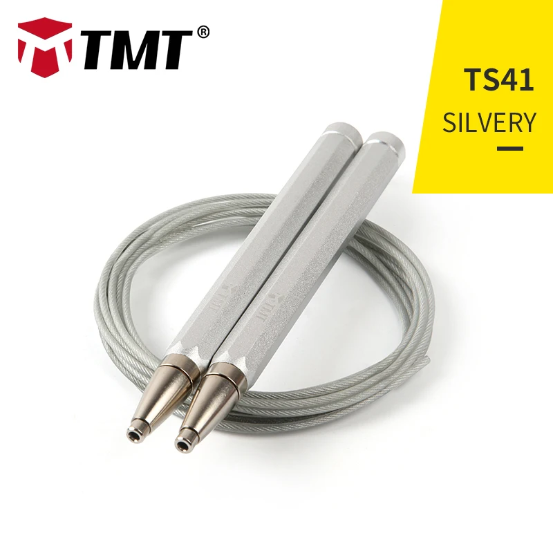 TS41-SILVER TMT профессиональная стальная проволока скоростная Скакалка Одиночная Скакалка для ММА бокса Кроссфит фитнес тренировки похудения - Цвет: TS41-SILVER