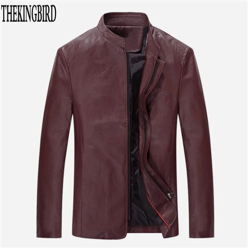 

Men Zipper Leather Jacket Black Spring/fall Korean Version Stand Collar Thin Male PU Leather Coat Solid Leisure Slim jackets 4XL