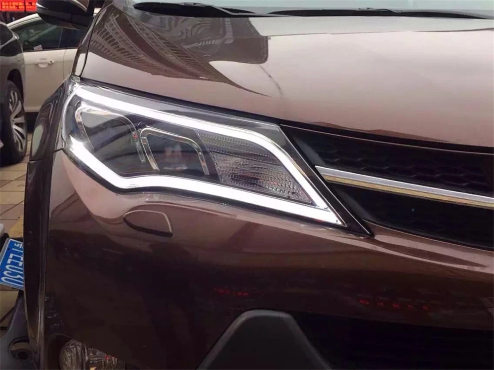 Для Toyota RAV4 светодиодный фары 2013 2014 2015 RAV 4 ДХО Биксеноновые линзы дальний ближний
