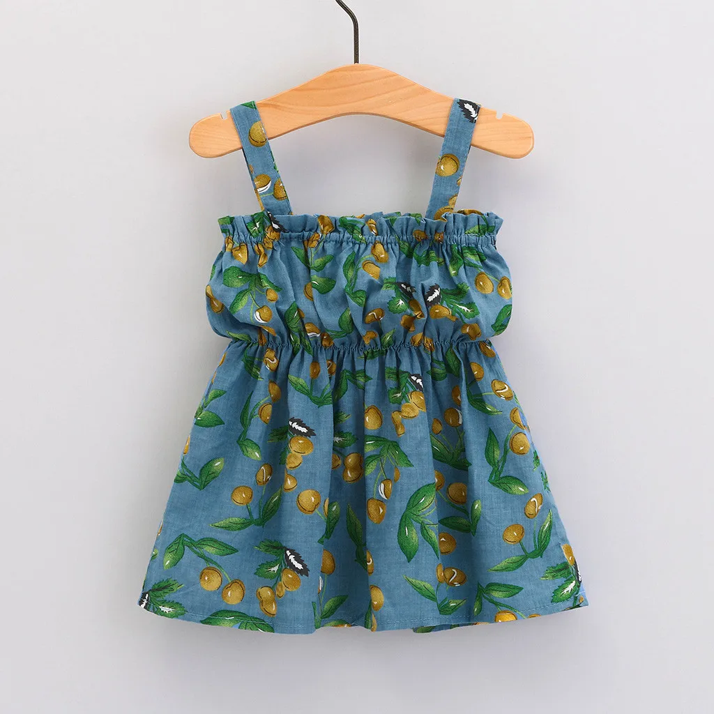 T Dress For Girls Sleeveless Summer Girl Print Children Ruched Teenage Kids Clothes 1 2 3 4 5 Year 6.26 | Детская одежда и обувь