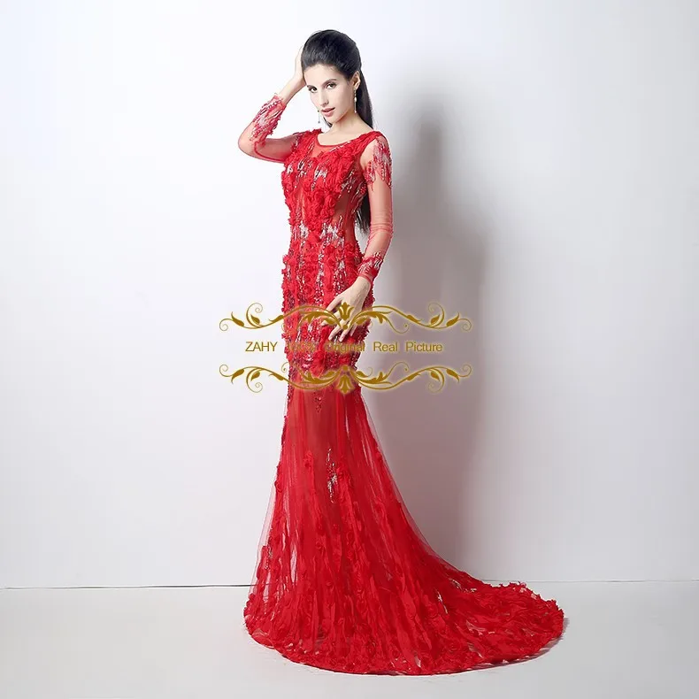 Two  Kind of Color New 2014  Custom  Prom Dresses Mermaid Scoop Applique Floor Length High Quality  Celebrity Party Dress HY131