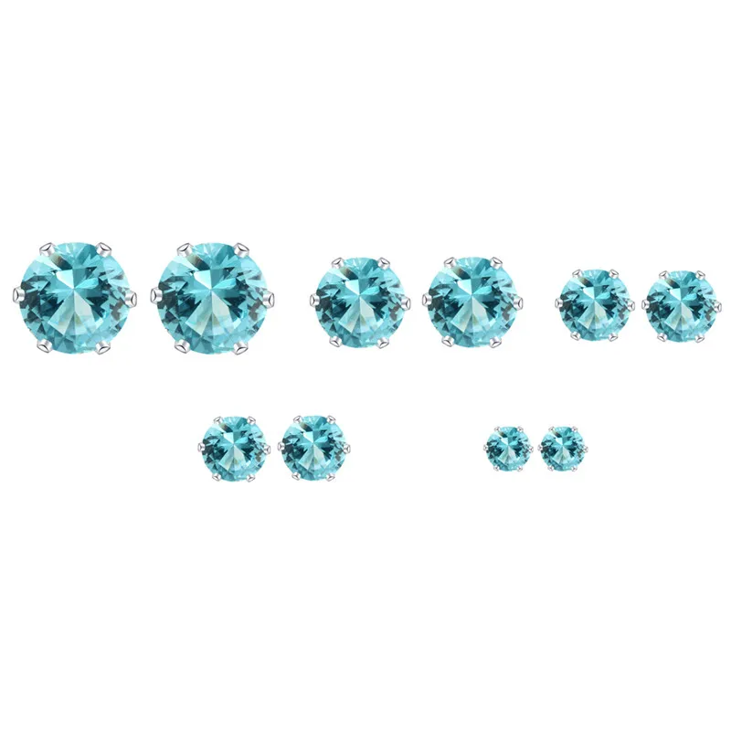EJDY83831 Cyan IF ME панковские серьги-гвоздики набор для женщин и мужчин унисекс серебряный цвет геометрический Круглый CZ кубический цирконий кристалл милый 5 размеров 10 цветов - Окраска металла: EJDY83831 Cyan