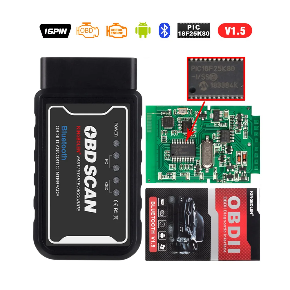 ELM327 мини блютуз V1.5 PIC1825K80 супер мини elm 327Wi-Fi USB Разъем OBD2 V2.1 для Android крутящий момент сканер кодов - Цвет: V1.5 bluetooth