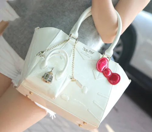 White Рисунок «Hello kitty» 2 в 1 сумка кошелек+ маленькая сумка для монет XW-14511 - Цвет: White