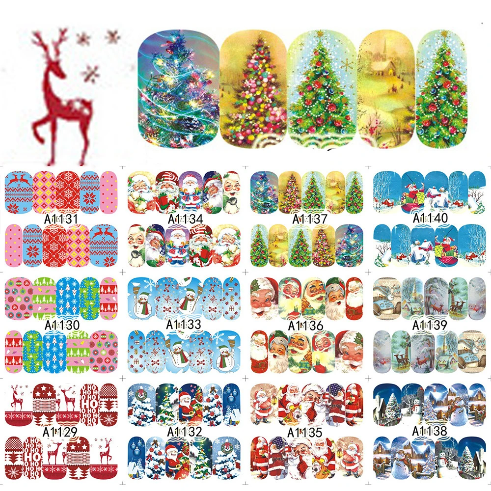 48 листов рождественские смешанные наклейки для ногтей переводные воды Полные