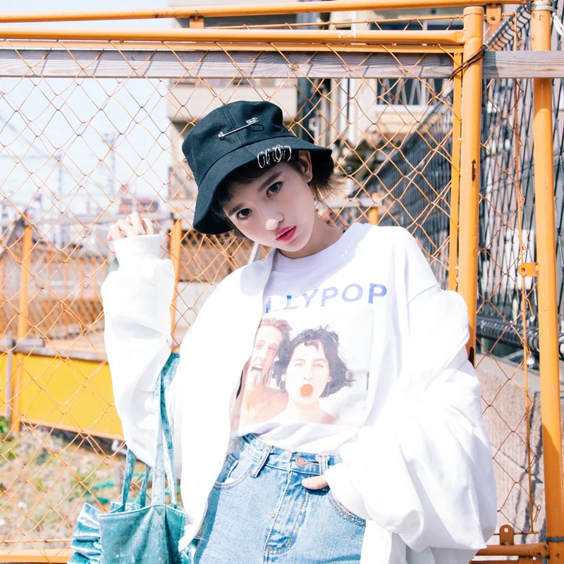 Брошь кольцо Harajuku мужская шляпа-Панама женская унисекс K Pop Bob уличная пляжная шляпа от солнца модная Панама стильная Рыбацкая шапка
