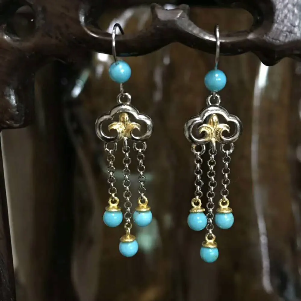 Женские сережки из стерлингового серебра 925 пробы RADHORSE бирюзовая модельная