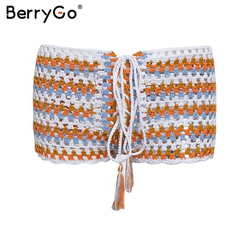 BerryGo сексуальные женские шорты трикотажные пляжные с кисточками в полоску ручная