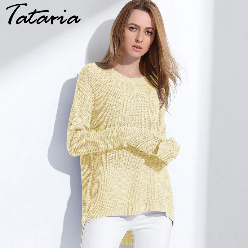 Tataria Winter Sweater Women Plus Size Women's Sweaters And Pullovers Knitted Long Sleeve Off Shoulder For Pull | Женская одежда
