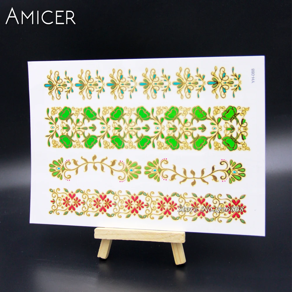 Временные татуировки для боди-арта золотые блестящие металлические