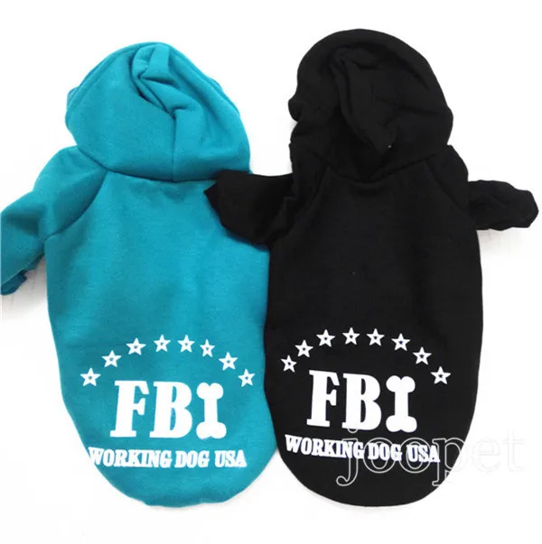 Новинка 2015 года желтые собаки толстовки ФБР теплая одежда для домашних животных