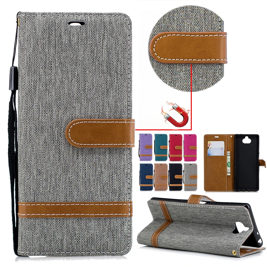 Для Sony Xperia XA3 XZ1 XZs Compact Stand Wallet чехол для телефона XA1 XA2 L2 Plus джинсовые флип