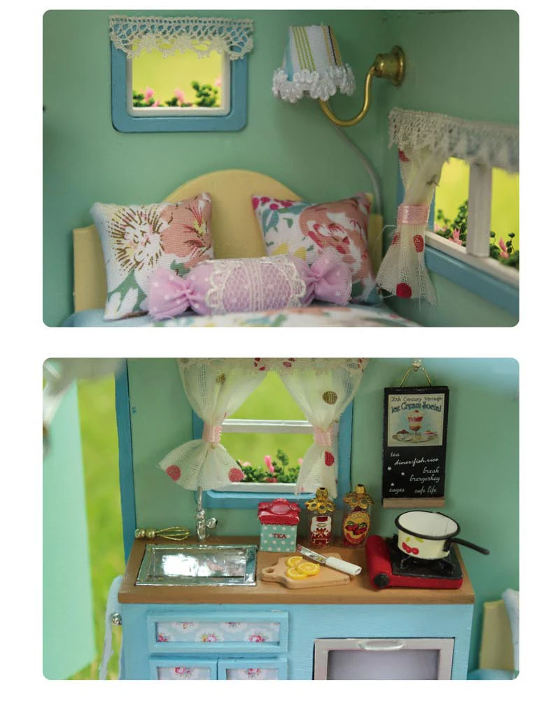 CUTEBEE DIY кукольный домик деревянные кукольные домики Миниатюрный Кукольный дом набор мебели Каса музыка светодиодные игрушки для детей подарок на день рождения K39