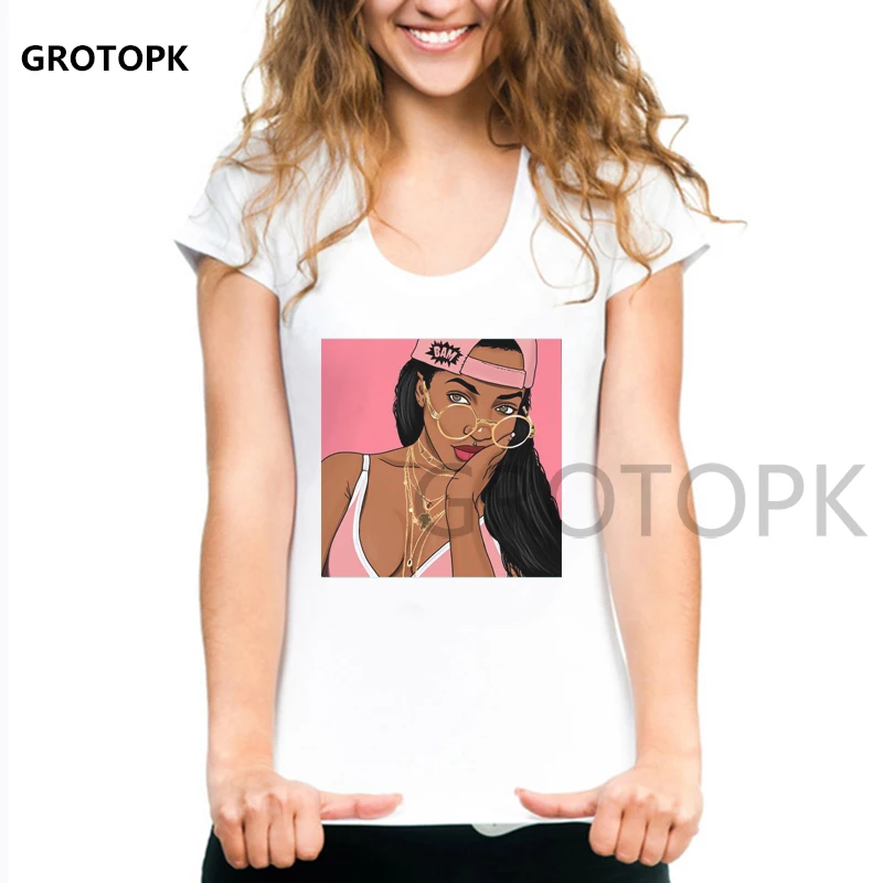 2 Bunz Melanin Poppin Aba женская футболка с принтом черная девушка волшебный рок Лето белая футболка хип-хоп Уличная одежда эстетический Топ - Цвет: 505537
