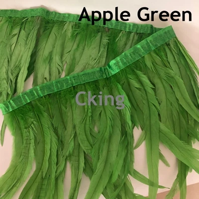 apple green Прямая с фабрики 35-40 см 14-16 дюймов Окрашенный черный петух/с перьями из хвоста петуха бахрома/отделка для юбки свадебные украшения - Цвет: apple green