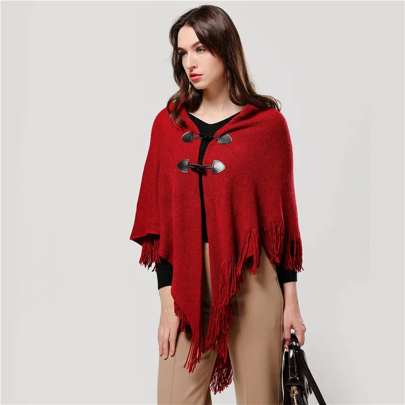 design women scarf fashion knitted cashmere winter poncho and caps lady warm coat stoles