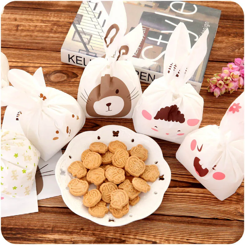 20 шт./лот пакеты для печенья с милыми заячьими ушками пластиковые конфет и