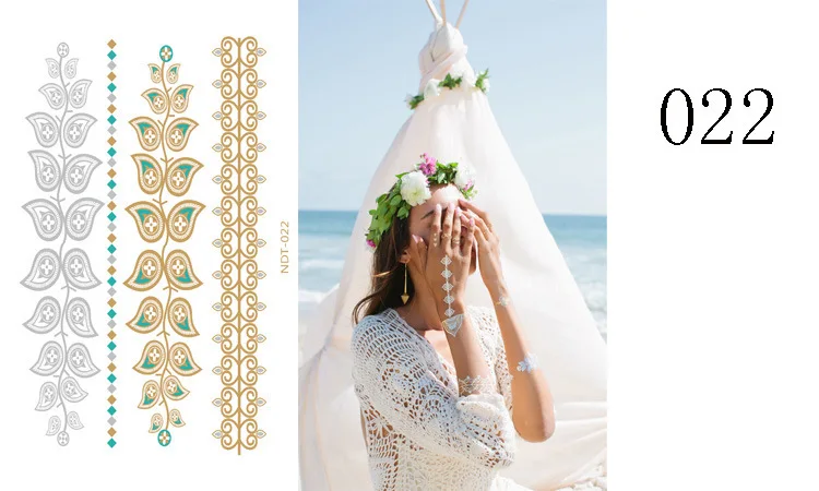 1 шт. золотистая и синяя временная татуировка металлический водонепроницаемый