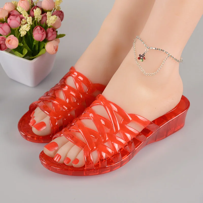 Летние домашние Нескользящие прозрачные ПВХ Пластиковые Тапочки для ванной