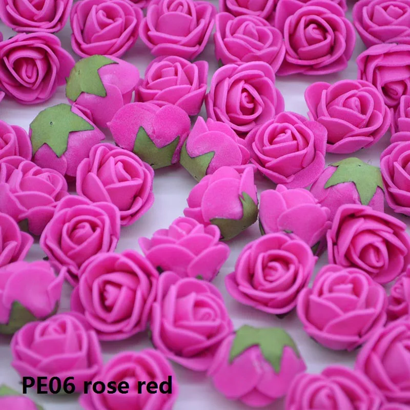 PE06 rose red 50 шт./лот 2 см пенополиэтилен розы головы Искусственные цветы розы ручной работы DIY свадебное украшение дома праздничные и вечерние поставки - Цвет: PE06 rose red