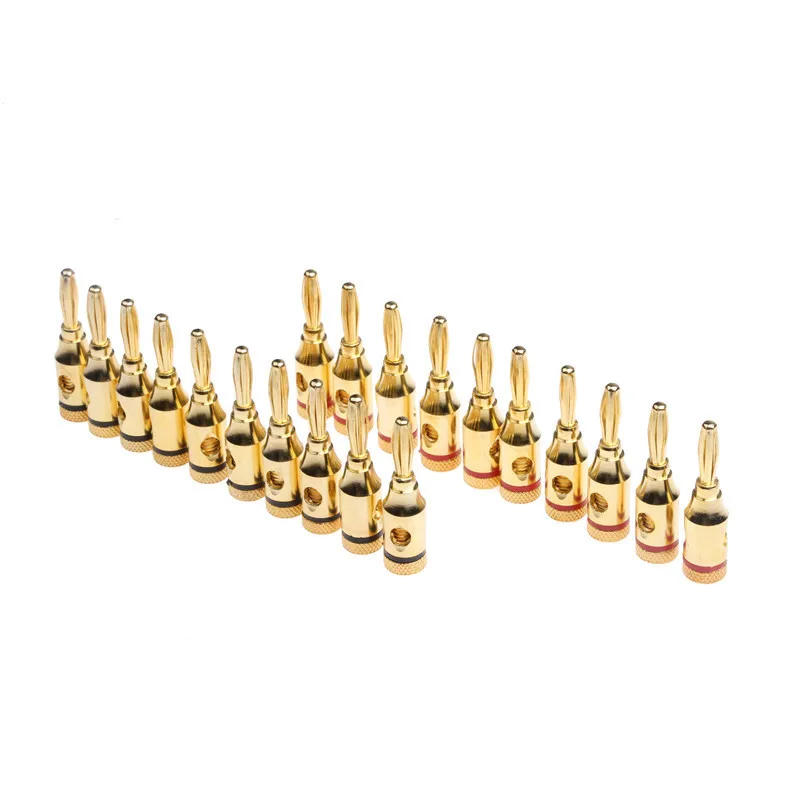 20Pcs 4mm 24k Gold-Plated Musical Cable Wire Banana Plug Audio Speaker Connector Plated Musical Speaker Cable Wire Pin Connector