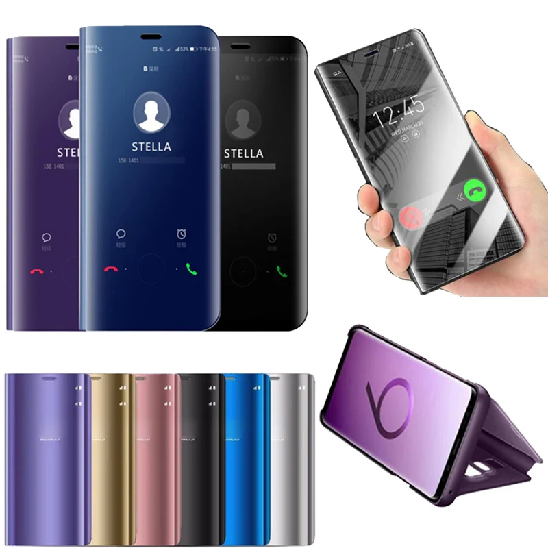 Умный зеркальный чехол для Samsung J4 J6 Plus 2018 J3 J5 J7 PRO 2017 PRIME 2 J2 A3 A5 A7 A6 A8 S8 S9 откидной