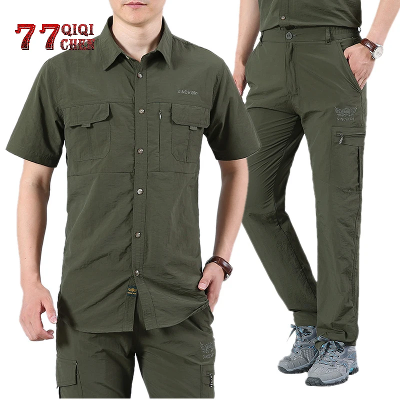 Uniforme Militar Для мужчин тактические футболка с коротким рукавом + штаны костюмы
