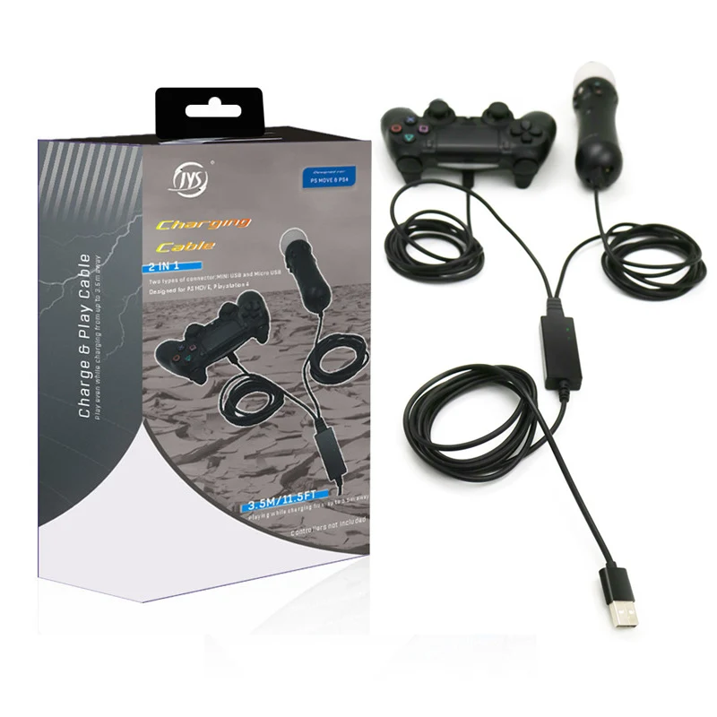 2 в 1 usb зарядный кабель адаптер для PSVR PLAYSTATION VR PS4 11.5ft/3 5 m двойной шок