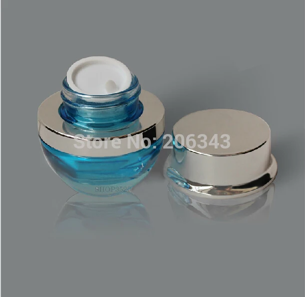Синяя стеклянная баночка для крема 20 г косметический контейнер косметики с