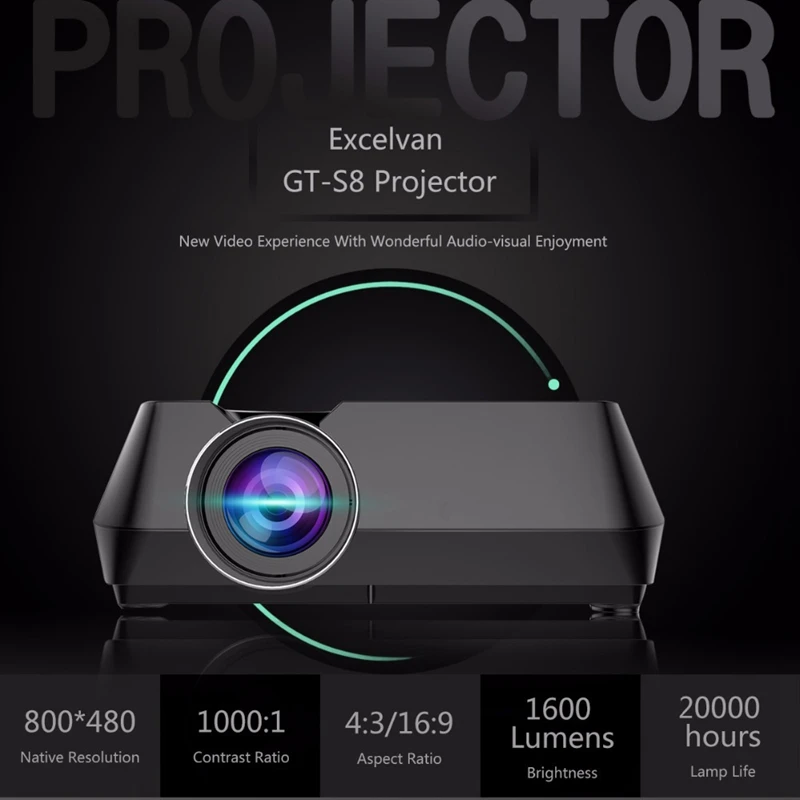 Gt-S8 800x480 портативный мультимедийный ЖК-проектор с Hdmi Usb AV VGA поддержка 720P Tf интерфейс для домашнего кинотеатра Au Eu U