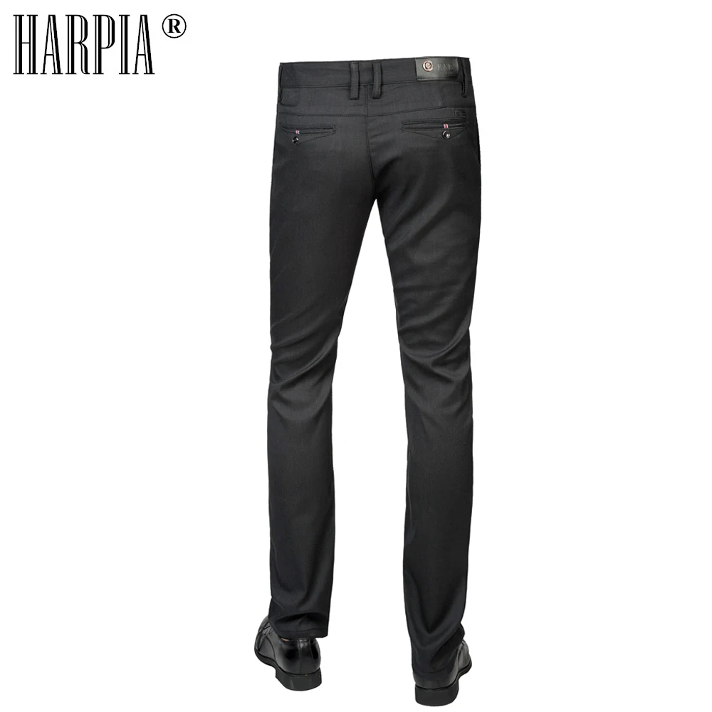 HARPIA Spring Autumn New 's Classic Black Casual Pants Men Slim Straight Stretch Full Length Business trousers Plus Size Male | Мужская