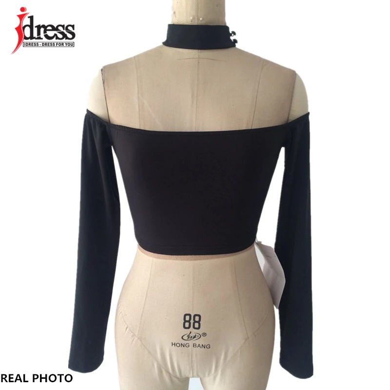 Женское эластичное платье с открытыми плечами IDress черный белый или хаки топ