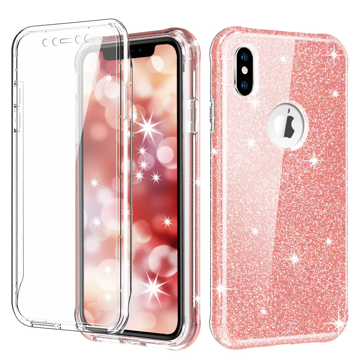Чехол для iPhone Xs Max XR 8 7 Plus со встроенной защитой экрана ударопрочный резиновый