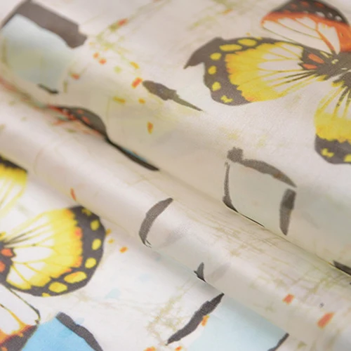 Big butterfly print 100% Pure silk organza satin fabric animal design SOZ143 | Дом и сад