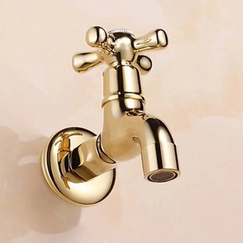 Новый золотой Латунный садовый кран короткий для стиральной машины медный