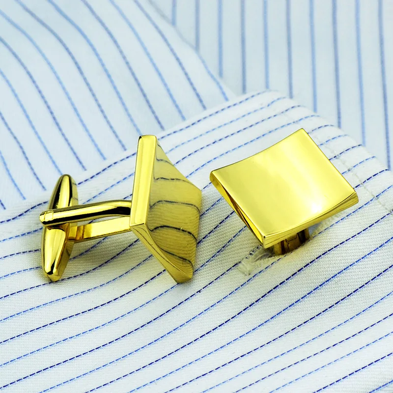 Bridegroom Wedding Evening Party Business Men French Shirts Cuff Links Curly Rectangle Cufflinks Golden Cufflink With Gift Bag | Украшения