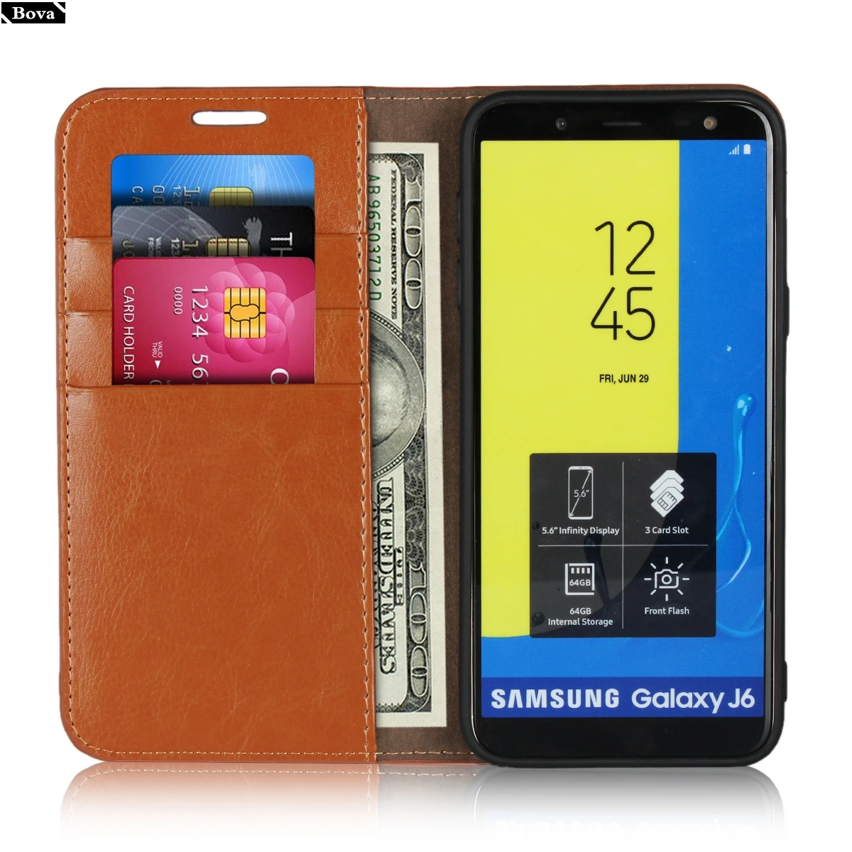 Роскошный чехол-бумажник для Samsung Galaxy J6 J600F J600G кожаный чехол-книжка 2018 сумки |