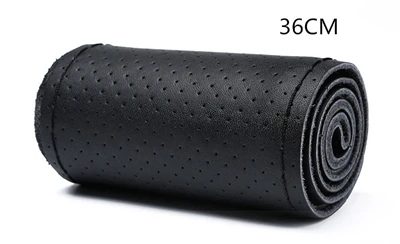 Black Thread 36cm 2 GNUPME сшитый вручную чехол на руль 36-40 см DIY Кожаная оплетка с иглами резьба для стайлинга автомобиля чехлы на руль - Название цвета: Black Thread 36cm 2