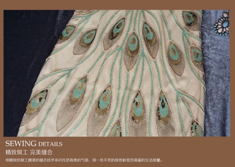 Женские платья 2016 модное платье без рукавов с блестками тонкое вышивкой павлина