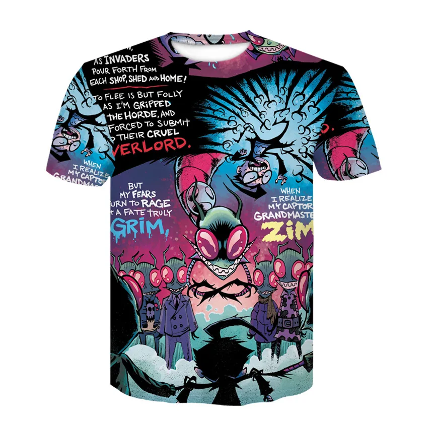 

European and American Women's Short-Sleeved Alien 3D Digital Printing Men's Loose T-shirt Plus SIze B Summer M-4XL Size Tees