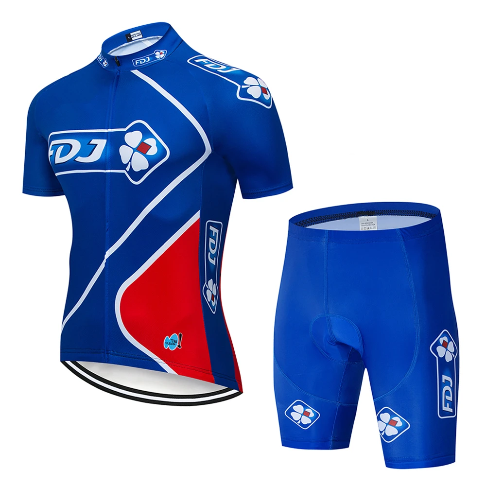 Мужской спортивный костюм для велоспорта FDJ Maillot голубой гелевая Подушка 19d